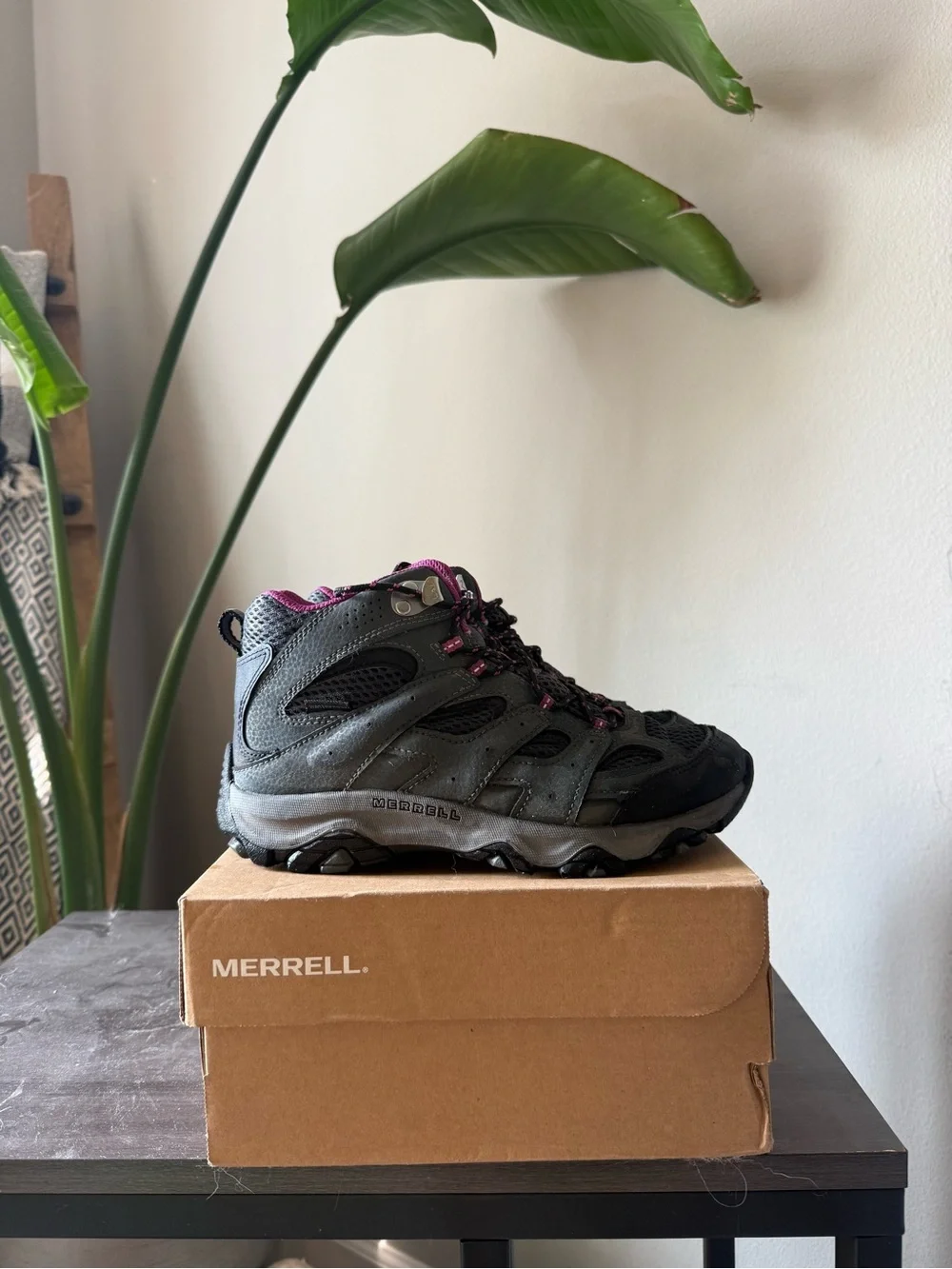 Merrell Moab (waterproof) Gray and Purple Kids' Trail Boots